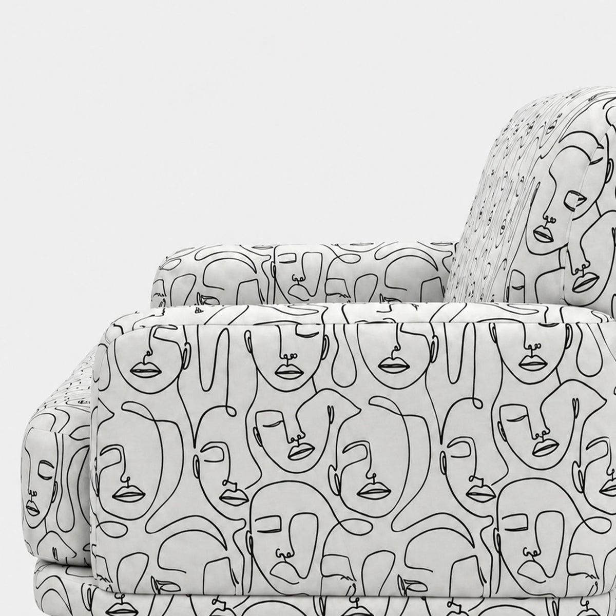 Serenee Modern Muse 3 Seater Premium Polyester Upholstered Sofa in White & Black