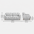 Serenee Modern Muse 3 Seater Premium Polyester Upholstered Sofa in White & Black