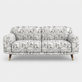 Serenee Modern Muse 3 Seater Premium Polyester Upholstered Sofa in White & Black