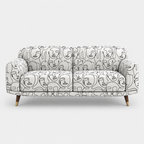 Serenee Modern Muse 3 Seater Premium Polyester Upholstered Sofa in White & Black