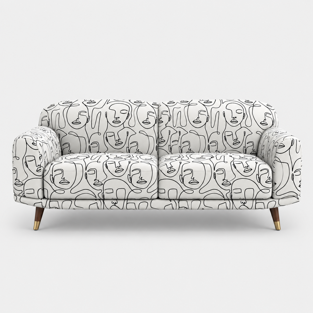 Serenee Modern Muse 3 Seater Premium Polyester Upholstered Sofa in White & Black