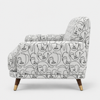 Serenee Modern Muse 3 Seater Premium Polyester Upholstered Sofa in White & Black