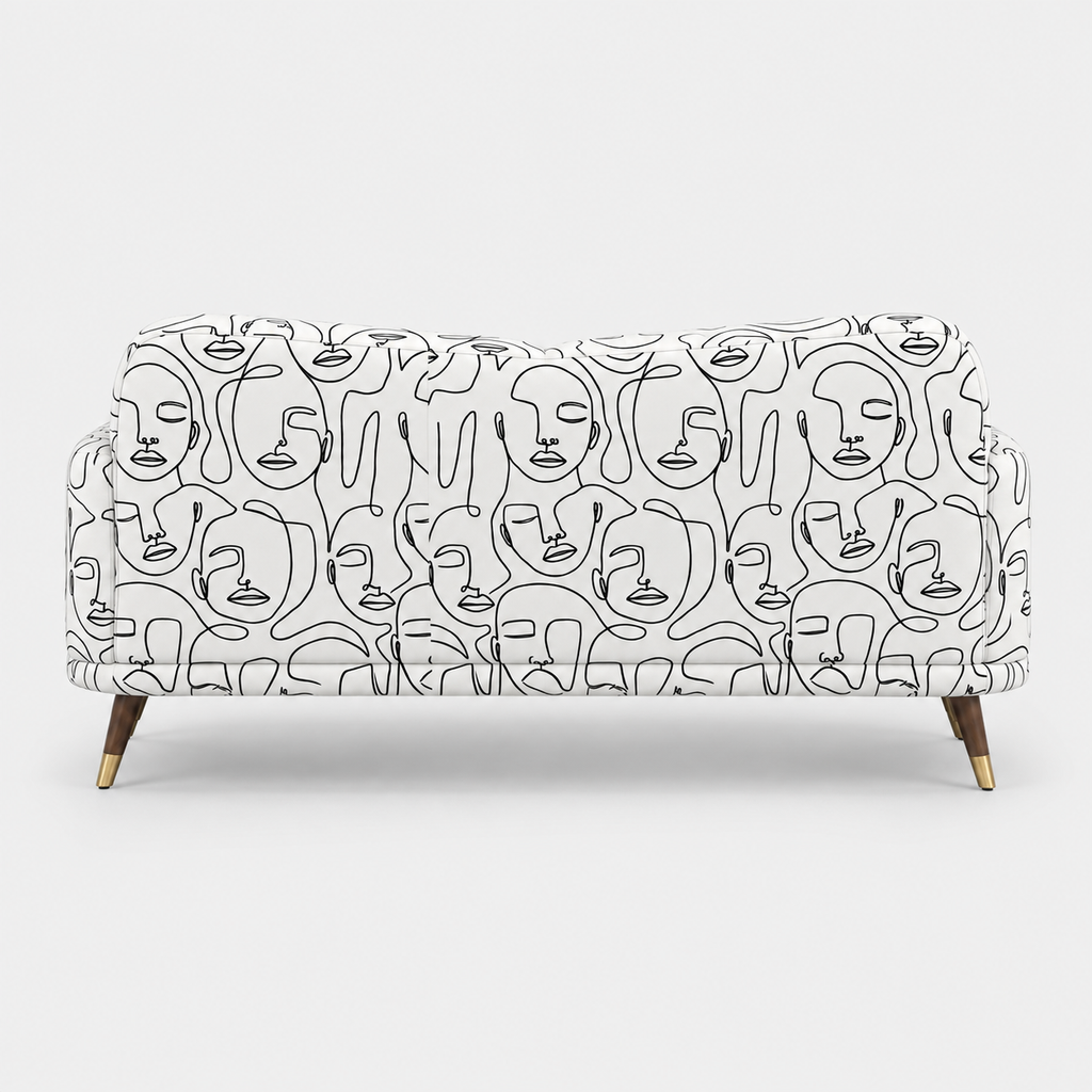 Serenee Modern Muse 3 Seater Premium Polyester Upholstered Sofa in White & Black