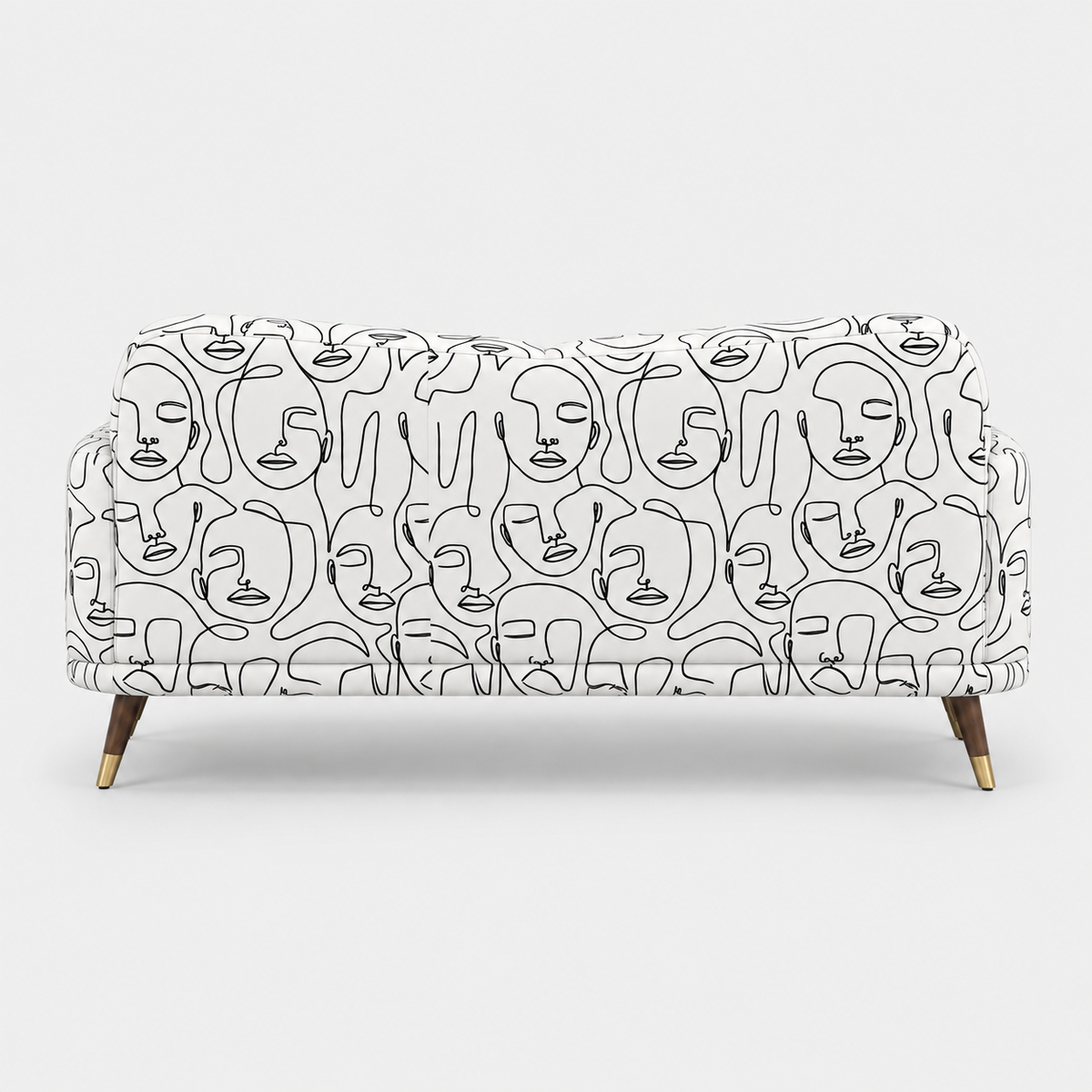 Serenee Modern Muse 3 Seater Premium Polyester Upholstered Sofa in White & Black