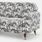 Serenee Safari Sketch 2 Seater Premium Polyester Upholstered Sofa in White & Black