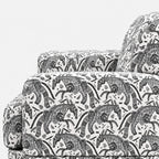 Serenee Safari Sketch 2 Seater Premium Polyester Upholstered Sofa in White & Black