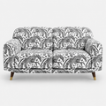 Serenee Safari Sketch 2 Seater Premium Polyester Upholstered Sofa in White & Black