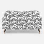 Serenee Safari Sketch 2 Seater Premium Polyester Upholstered Sofa in White & Black