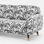 Serenee Safari Sketch 3 Seater Premium Polyester Upholstered Sofa in White & Black