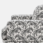 Serenee Safari Sketch 3 Seater Premium Polyester Upholstered Sofa in White & Black
