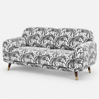 Serenee Safari Sketch 3 Seater Premium Polyester Upholstered Sofa in White & Black