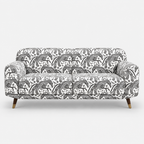 Serenee Safari Sketch 3 Seater Premium Polyester Upholstered Sofa in White & Black