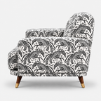 Serenee Safari Sketch 3 Seater Premium Polyester Upholstered Sofa in White & Black