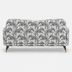 Serenee Safari Sketch 3 Seater Premium Polyester Upholstered Sofa in White & Black