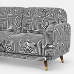 Serenee Urban Maze 2 Seater Premium Polyester Upholstered Sofa in White & Black