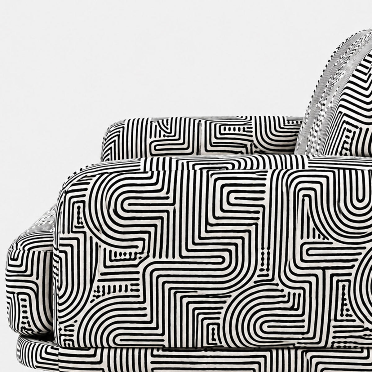 Serenee Urban Maze 2 Seater Premium Polyester Upholstered Sofa in White & Black