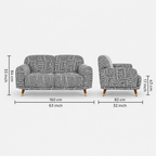 Serenee Urban Maze 2 Seater Premium Polyester Upholstered Sofa in White & Black