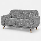 Serenee Urban Maze 2 Seater Premium Polyester Upholstered Sofa in White & Black