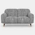 Serenee Urban Maze 2 Seater Premium Polyester Upholstered Sofa in White & Black