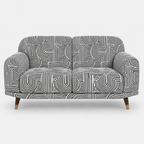 Serenee Urban Maze 2 Seater Premium Polyester Upholstered Sofa in White & Black