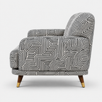 Serenee Urban Maze 2 Seater Premium Polyester Upholstered Sofa in White & Black