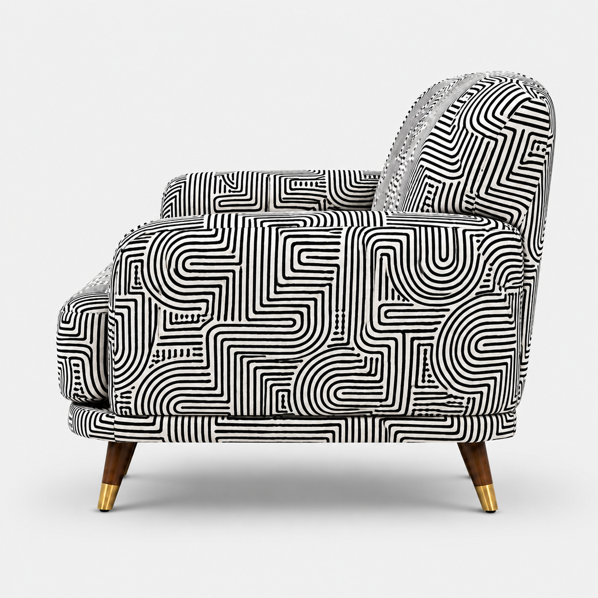 Serenee Urban Maze 2 Seater Premium Polyester Upholstered Sofa in White & Black