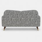 Serenee Urban Maze 2 Seater Premium Polyester Upholstered Sofa in White & Black