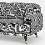 Serenee Urban Maze 3 Seater Premium Polyester Upholstered Sofa in White & Black