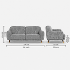 Serenee Urban Maze 3 Seater Premium Polyester Upholstered Sofa in White & Black