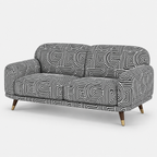 Serenee Urban Maze 3 Seater Premium Polyester Upholstered Sofa in White & Black