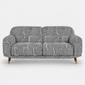 Serenee Urban Maze 3 Seater Premium Polyester Upholstered Sofa in White & Black