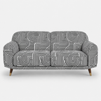 Serenee Urban Maze 3 Seater Premium Polyester Upholstered Sofa in White & Black