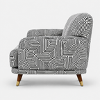 Serenee Urban Maze 3 Seater Premium Polyester Upholstered Sofa in White & Black
