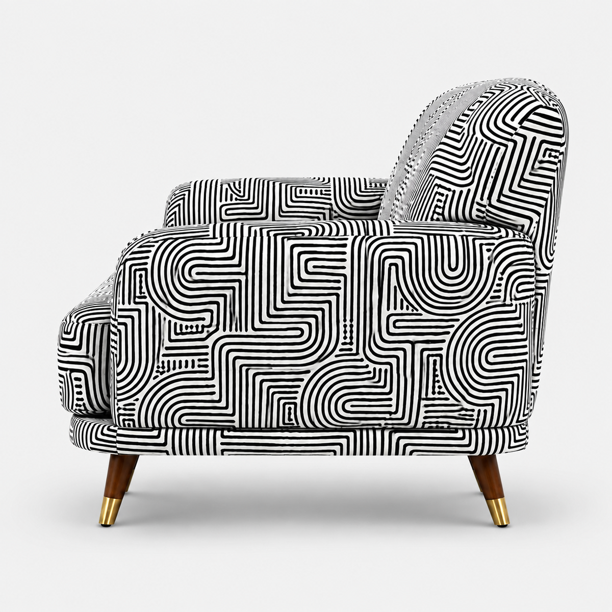 Serenee Urban Maze 3 Seater Premium Polyester Upholstered Sofa in White & Black