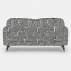 Serenee Urban Maze 3 Seater Premium Polyester Upholstered Sofa in White & Black
