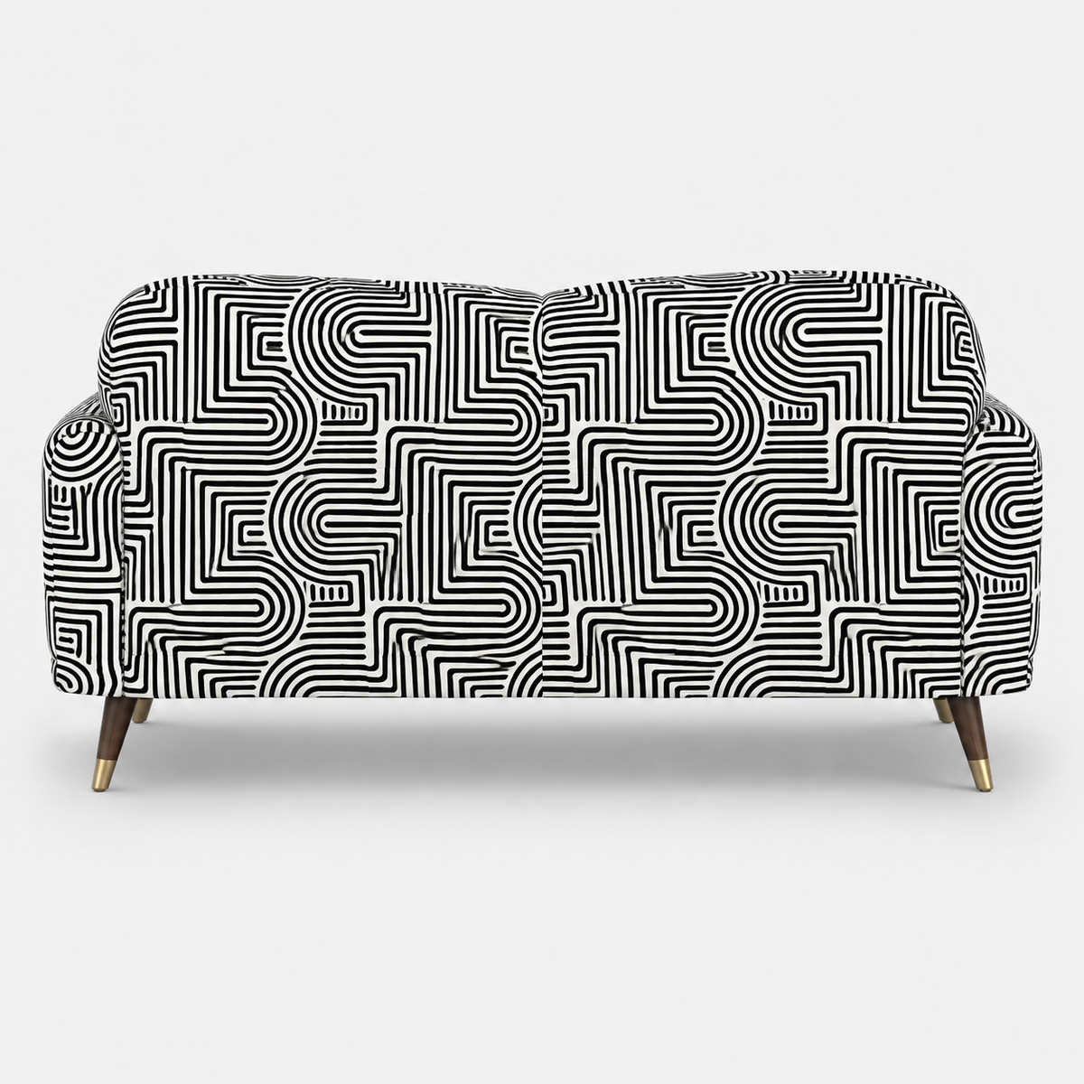 Serenee Urban Maze 3 Seater Premium Polyester Upholstered Sofa in White & Black
