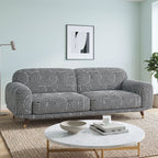 Serenee Urban Maze 3 Seater Premium Polyester Upholstered Sofa in White & Black