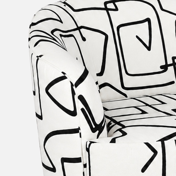 Arlo Abstract Linear Premium Polyester Accent Chair White & Black
